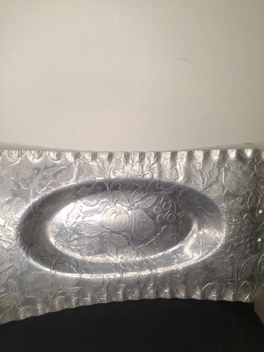 Hand Finished Aluminum Tray - W/ Floral & Fruit 15